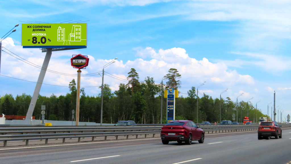 Рекламная конструкция Новорижское шоссе 32км+м (15км+м от МКАД) Справа (Фото)
