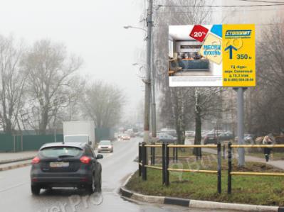 Рекламная конструкция г. Химки, Юбилейный проезд, напротив супермаркета ДА!, 10 м после поворота с Больничного проезда в сторону Новосходненского шоссе, №CB124A (Фото)